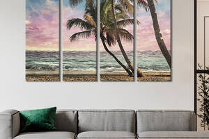 Модульная картина из 4 частей на холсте KIL Art Прекрасный пляж Гавайских островов 209x133 см (414-41)