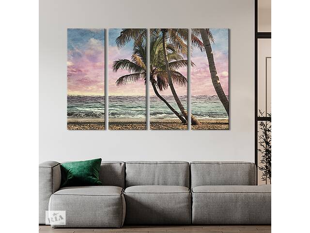 Модульная картина из 4 частей на холсте KIL Art Прекрасный пляж Гавайских островов 149x93 см (414-41)