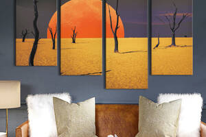 Модульная картина из 4 частей на холсте KIL Art Природа Закат в ночной пустыне 149x106 см (MK412805)