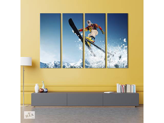 Модульная картина из 4 частей на холсте KIL Art Прыжок лыжника 209x133 см (493-41)