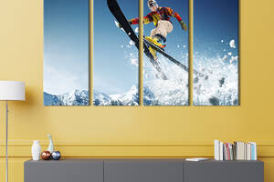 Модульная картина из 4 частей на холсте KIL Art Прыжок лыжника 89x53 см (493-41)