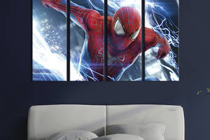 Модульная картина из 4 частей на холсте KIL Art Питер Паркер / Человек-паук 149x93 см (674-41)
