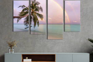 Модульная картина из 4 частей на холсте KIL Art Радуга над морским пейзажем 149x106 см (451-42)