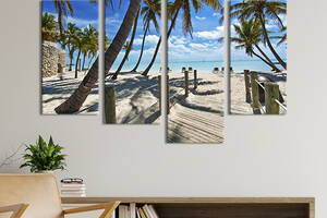 Модульная картина из 4 частей на холсте KIL Art Райский тропический пляж города Ки-Уэст 129x90 см (418-42)