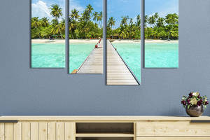 Модульная картина из 4 частей на холсте KIL Art Райский пальмовый остров 89x56 см (432-42)