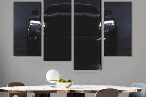 Модульная картина из 4 частей на холсте KIL Art Роскошный чёрный суперкар 129x90 см (114-42)