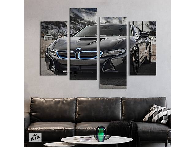Модульная картина из 4 частей на холсте KIL Art Роскошный автомобиль BMW i8 149x106 см (115-42)