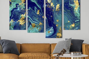 Модульная картина из 4 частей на холсте KIL Art Роскошный морской мрамор 129x90 см (23-42)