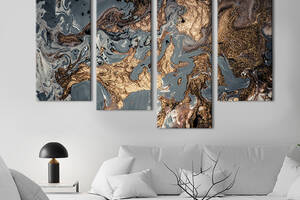 Модульная картина из 4 частей на холсте KIL Art Роскошный серо-золотой мрамор 89x56 см (30-42)