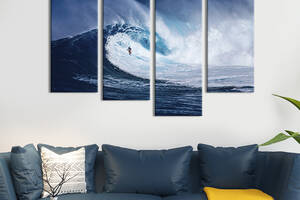 Модульная картина из 4 частей на холсте KIL Art Роскошная синяя волна для сёрфинга 129x90 см (450-42)