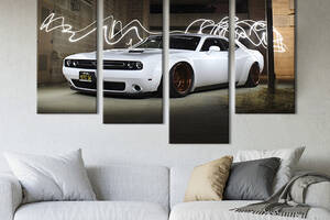 Модульная картина из 4 частей на холсте KIL Art Розкошный спортивный Dodge Challenger 129x90 см (89-42)