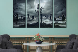 Модульная картина из 4 частей на холсте KIL Art Рука зомби 149x93 см (535-41)