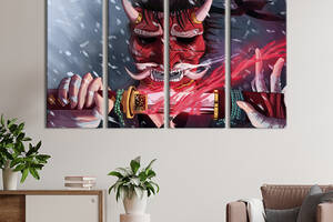 Модульная картина из 4 частей на холсте KIL Art Самурай в красной маске 89x53 см (685-41)