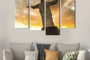 Модульная картина из 4 частей на холсте KIL Art Шедевральная статуя Христа-Искупителя 129x90 см (464-42)