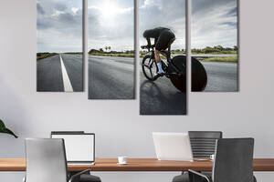 Модульная картина из 4 частей на холсте KIL Art Шоссейный велоспорт 89x56 см (498-42)