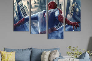 Модульная картина из 4 частей на холсте KIL Art Spider-Man 129x90 см (648-42)