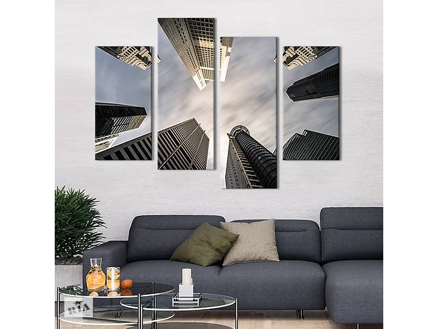 Модульная картина из 4 частей на холсте KIL Art Среди небоскрёбов 89x56 см (385-42)