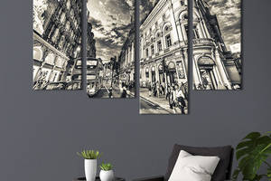 Модульная картина из 4 частей на холсте KIL Art Старая улица столицы Британии 129x90 см (365-42)