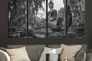 Модульная картина из 4 частей на холсте KIL Art Старинный храм и статуя Будды 209x133 см (82-41)