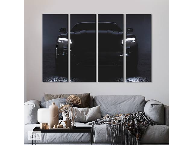 Модульная картина из 4 частей на холсте KIL Art Статусный чёрный суперкар 209x133 см (114-41)
