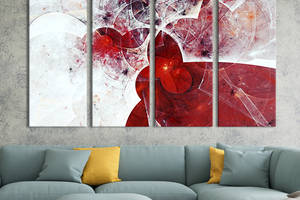 Модульная картина из 4 частей на холсте KIL Art Стекляная красно-белая абстракция 209x133 см (16-41)