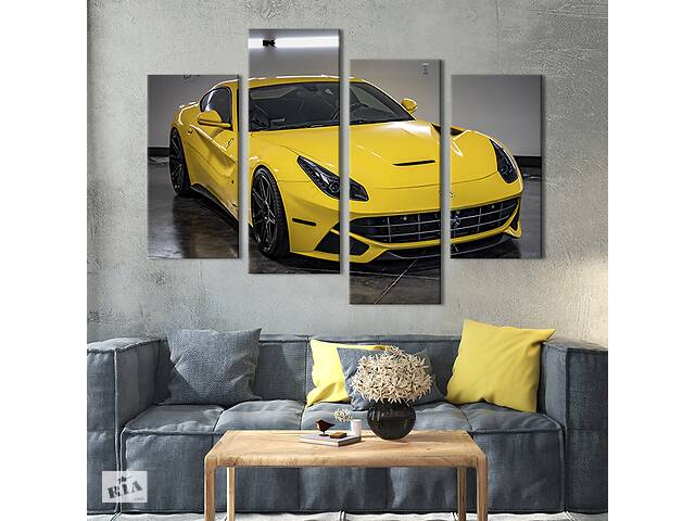 Модульная картина из 4 частей на холсте KIL Art Стильный Ferrari 149x106 см (122-42)