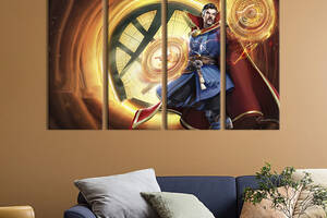 Модульная картина из 4 частей на холсте KIL Art Супергерой Марвел Доктор Стрэндж 89x53 см (705-41)