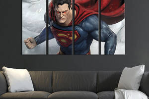 Модульная картина из 4 частей на холсте KIL Art Супергерой Супермен 149x93 см (751-41)