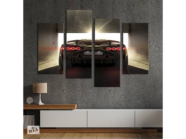 Модульная картина из 4 частей на холсте KIL Art Суперкар Lamborghini Sian 129x90 см (87-42)