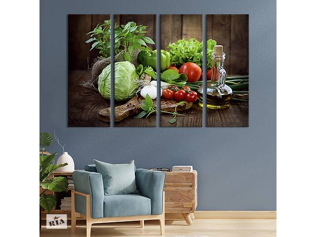 Модульная картина из 4 частей на холсте KIL Art Свежие домашние овощи 209x133 см (279-41)