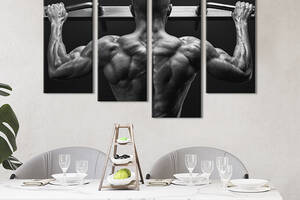 Модульная картина из 4 частей на холсте KIL Art Сильный спортсмен на турнике 149x106 см (485-42)