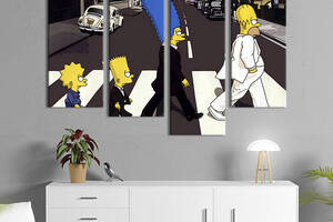 Модульная картина из 4 частей на холсте KIL Art Симпсоны в крутом образе 129x90 см (740-42)