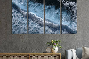 Модульная картина из 4 частей на холсте KIL Art Синие волны холодного моря 209x133 см (456-41)