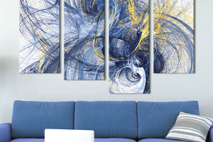 Модульная картина из 4 частей на холсте KIL Art Синие хаотические спирали 129x90 см (18-42)
