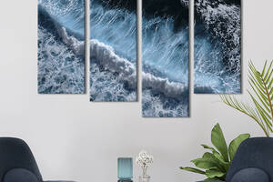 Модульная картина из 4 частей на холсте KIL Art Синие волны северного моря 129x90 см (456-42)