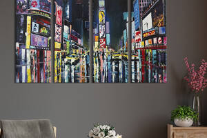 Модульная картина из 4 частей на холсте KIL Art Таймс-сквер - сердце Нью-Йорка 209x133 см (373-41)