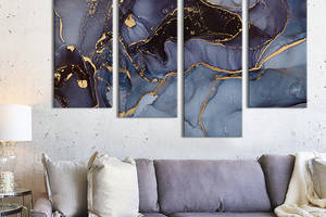 Модульная картина из 4 частей на холсте KIL Art Тёмный благородный мрамор 89x56 см (1-42)