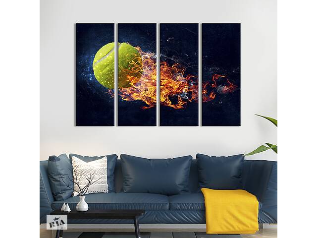 Модульная картина из 4 частей на холсте KIL Art Теннисный мяч в огне 209x133 см (494-41)