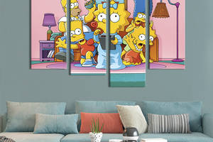 Модульная картина из 4 частей на холсте KIL Art The Simpsons Family 129x90 см (739-42)