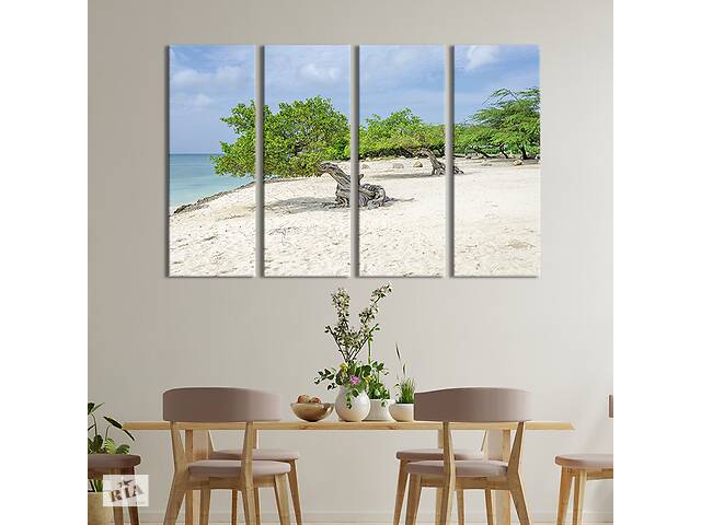 Модульная картина из 4 частей на холсте KIL Art Тропические деревья на диком пляже 149x93 см (434-41)