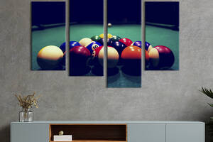 Модульная картина из 4 частей на холсте KIL Art Цветные шары на бильярдном столе 149x106 см (486-42)