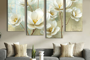 Модульная картина из 4 частей на холсте KIL Art Цветы Белые лилии 129x90 см (MK412842)