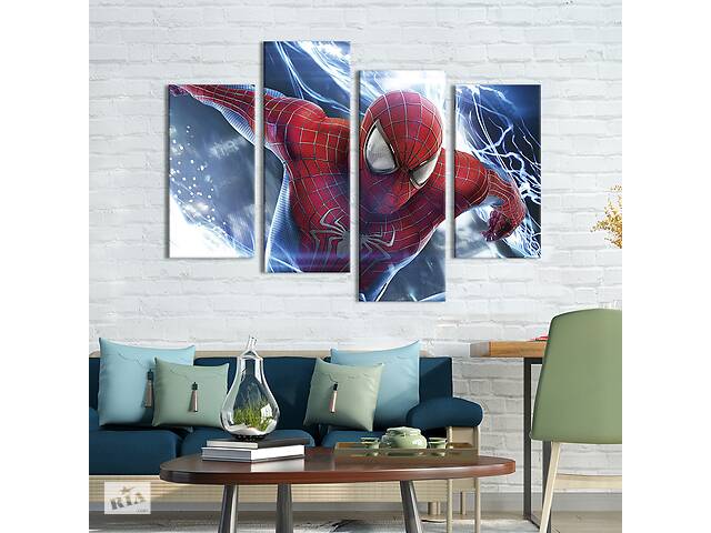 Модульная картина из 4 частей на холсте KIL Art Удивительный человек-паук 129x90 см (674-42)