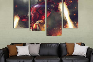 Модульная картина из 4 частей на холсте KIL Art Удивительный Железный человек 89x56 см (716-42)
