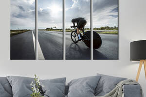 Модульная картина из 4 частей на холсте KIL Art Велосипедист на гонке 149x93 см (498-41)