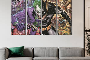 Модульная картина из 4 частей на холсте KIL Art Враги Бэтмен и Джокер 149x93 см (690-41)