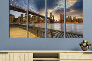 Модульная картина из 4 частей на холсте KIL Art Вид на Бруклинский мост 209x133 см (331-41)
