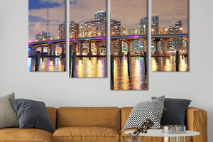 Модульная картина из 4 частей на холсте KIL Art Вид на мост в Майами 129x90 см (360-42)