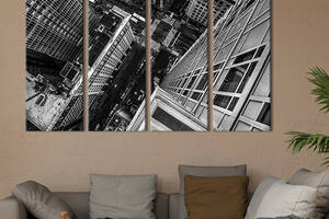 Модульная картина из 4 частей на холсте KIL Art Вид на чёрно-белый Нью-Йорк 89x53 см (377-41)