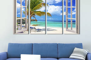 Модульная картина из 4 частей на холсте KIL Art Вид с окна на пляж 89x53 см (443-41)